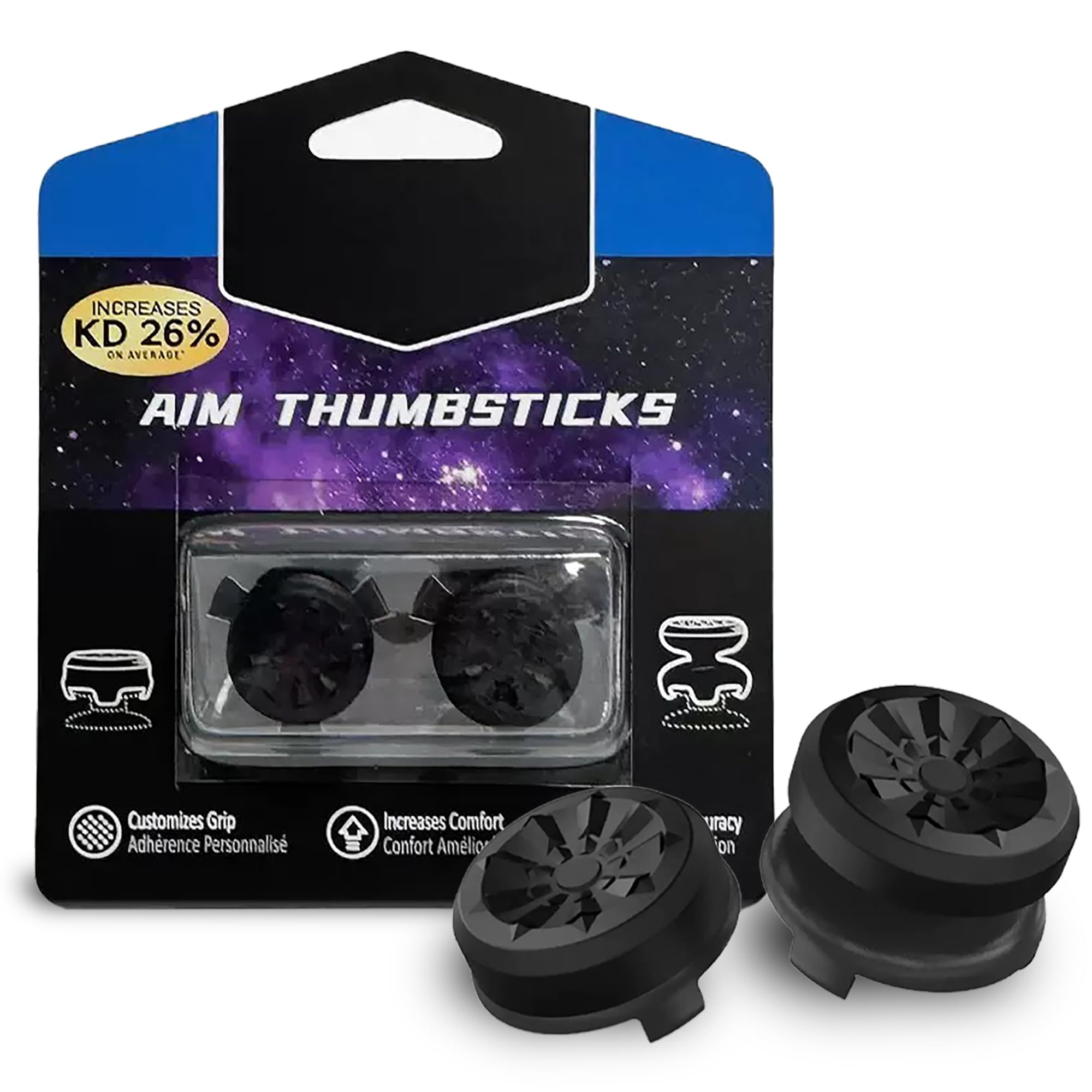 FPS Freek Galaxy for PlayStation 4 (PS4) and PlayStation 5 (PS5), Performance Thumbsticks, 3D Texture Thumb Grip Stick Joystick Thumbstick, Thumbstick Extender for PS5 (Black)