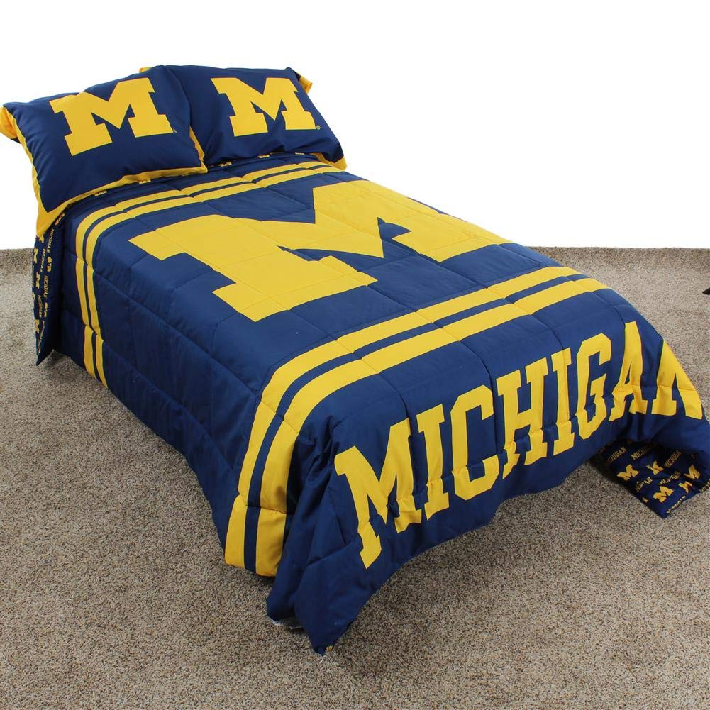 Edredón Michigan Wolverines para cama individual de poliéster oficial