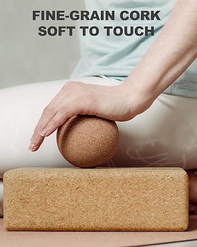 Miniatura 4 de Trideer Bloques de corcho para yoga, paquete de 2 bloques de corcho natural, alta densidad con superficie antideslizante, accesorios ecológicos e