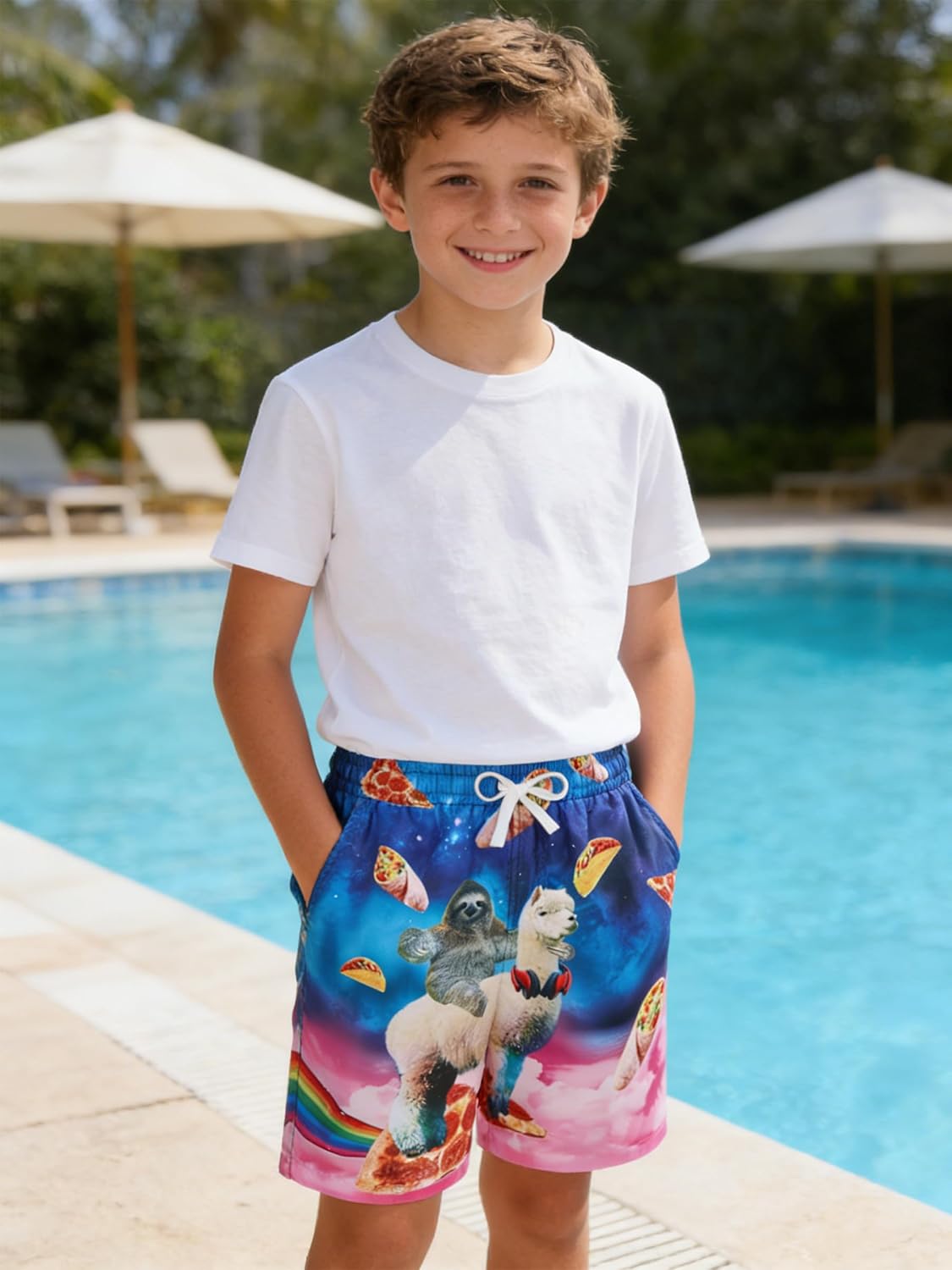 BFUSTYLE Kids Boys Swim Trunks Mesh Lining Water Resistant Beach Shorts 5-14 Years