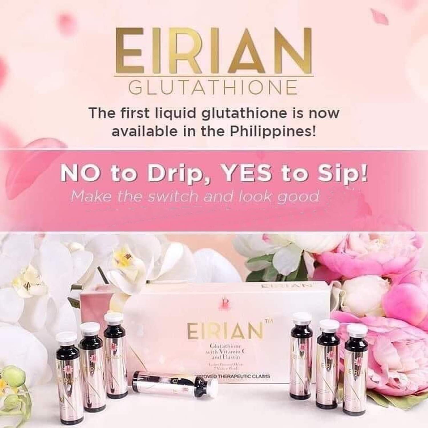 Eirian Glutathione with Vitamin C and Elastin Lychee Flavored Drink, 7  Vials x 15ml : Buy Online at Best Price in KSA