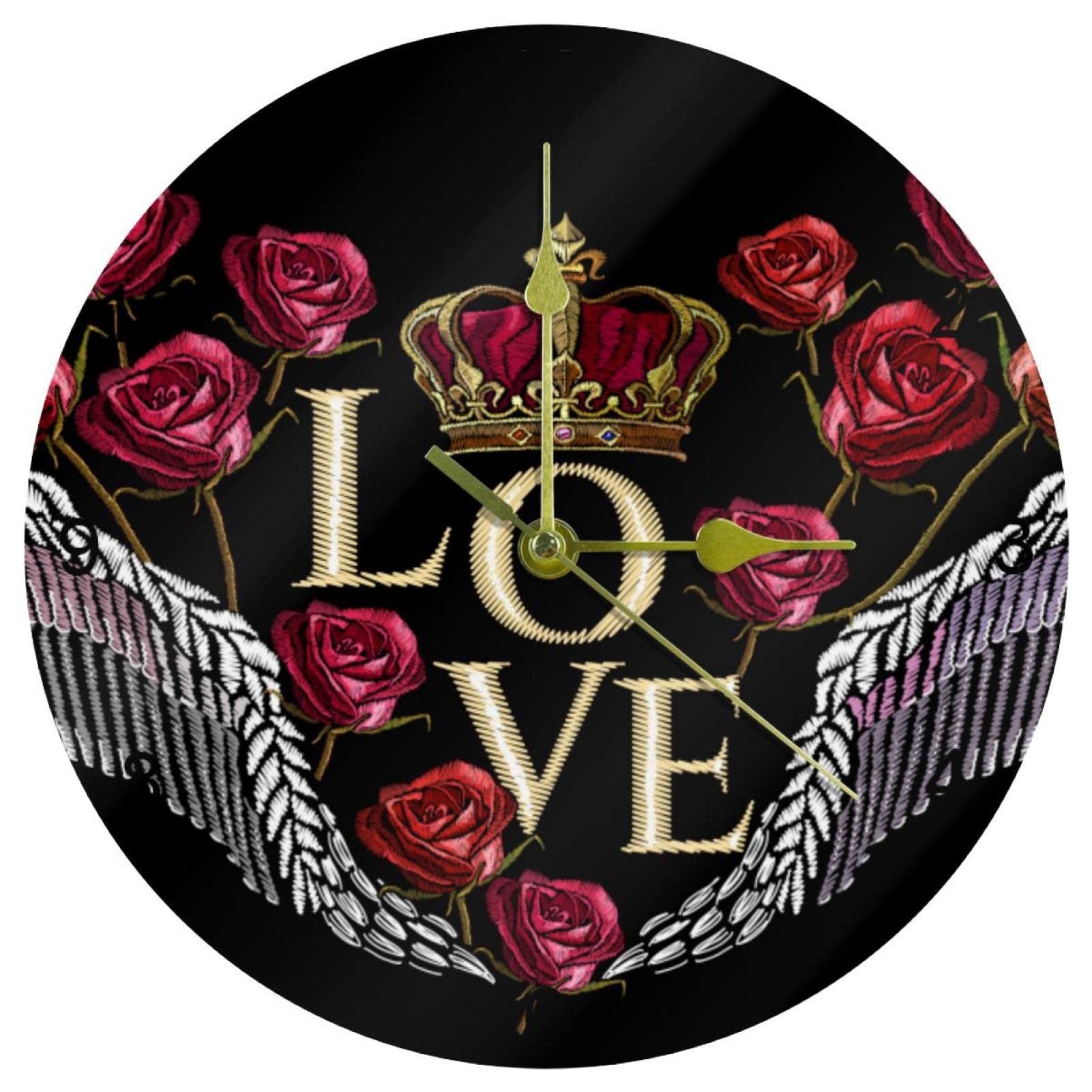Horloge décorative ailes d'amour silencieuse à quartz pour chambre et salon
