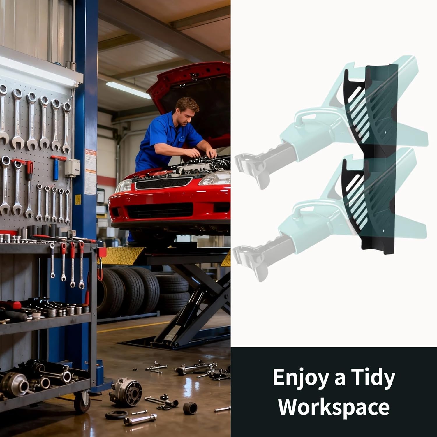 OMISTAR 2 Pcs Jack Stand Wall Mount Organizers, Heavy Duty Jack Stand Holders, Solid Steel Vertical Storage Racks, Car Tower Trailer Accessories for Garage, Fit 2 & 3 Ton Jack Stands