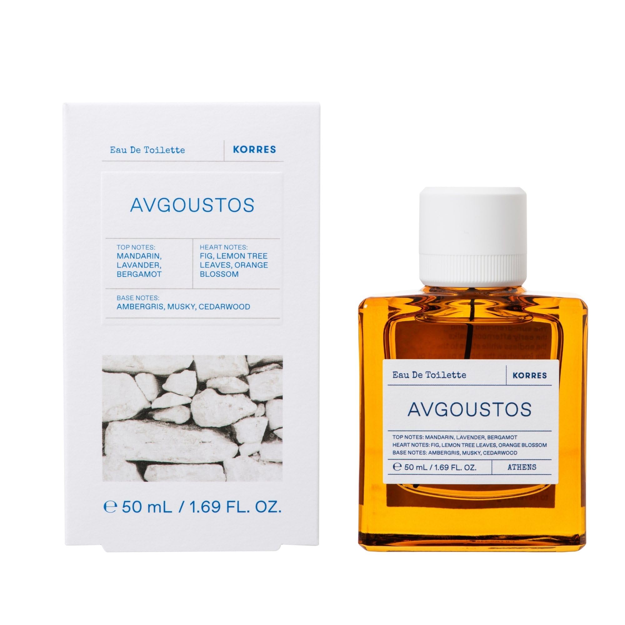 KORRES AVGOUSTOS Eau de Toilette per donna e uomo, fragranza unisex, profumo estivo fruttato-agrumato, 89% ingredienti naturali, vegan, 50 ml