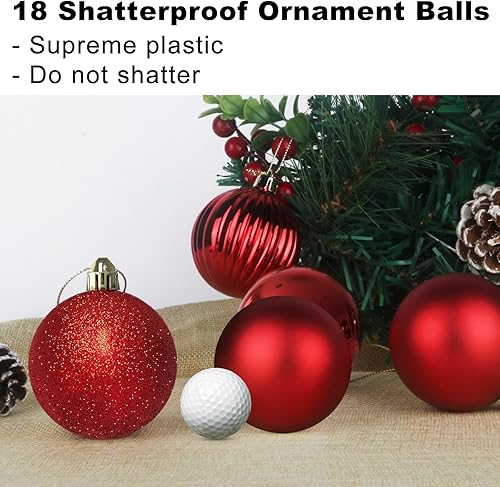 Vista 1257 de 18 esferas medianas decorativas navideñas para árbol de Navidad, inastillables, para colgar, color púrpura, 2.5 pulgadas, paquete de 18