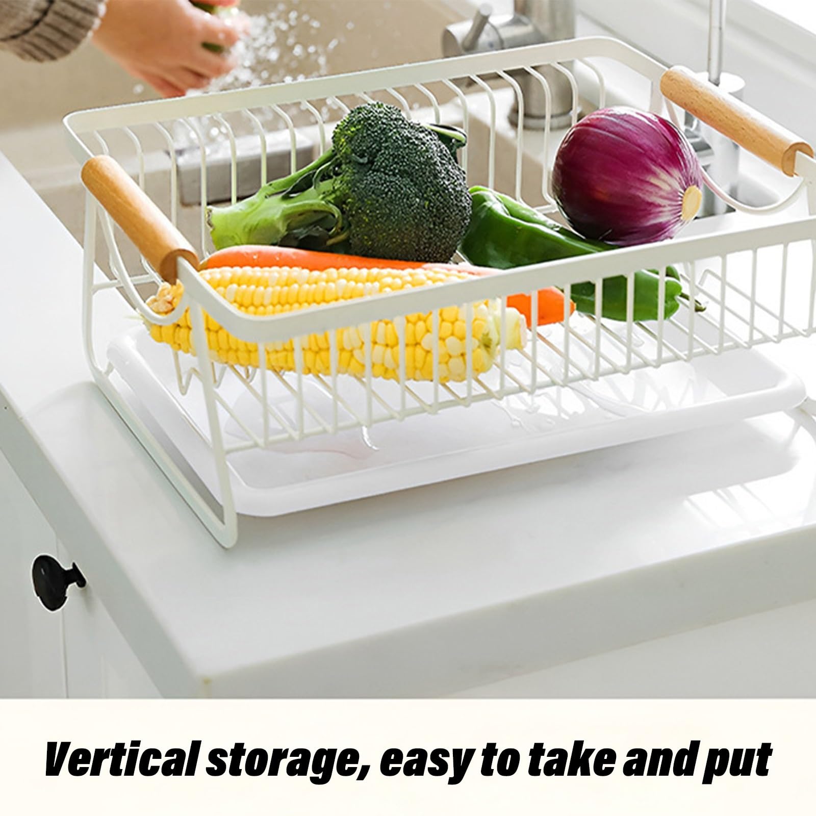 Égouttoir à vaisselle, égouttoir latéral vertical en métal, étanche et résistant aux hautes températures, design ouvert, ventilation par le bas pour cuisine et balcon