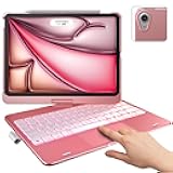 typecase Touch Keyboard Case with Trackpad for iPad Air 11-inch (M3 2025 / M2 2024): 360°Rotatable - 11 Colors Backlight - Wireless Keyboard with Pencil Holder for iPad Air 5th & 4th Gen,Rose Gold