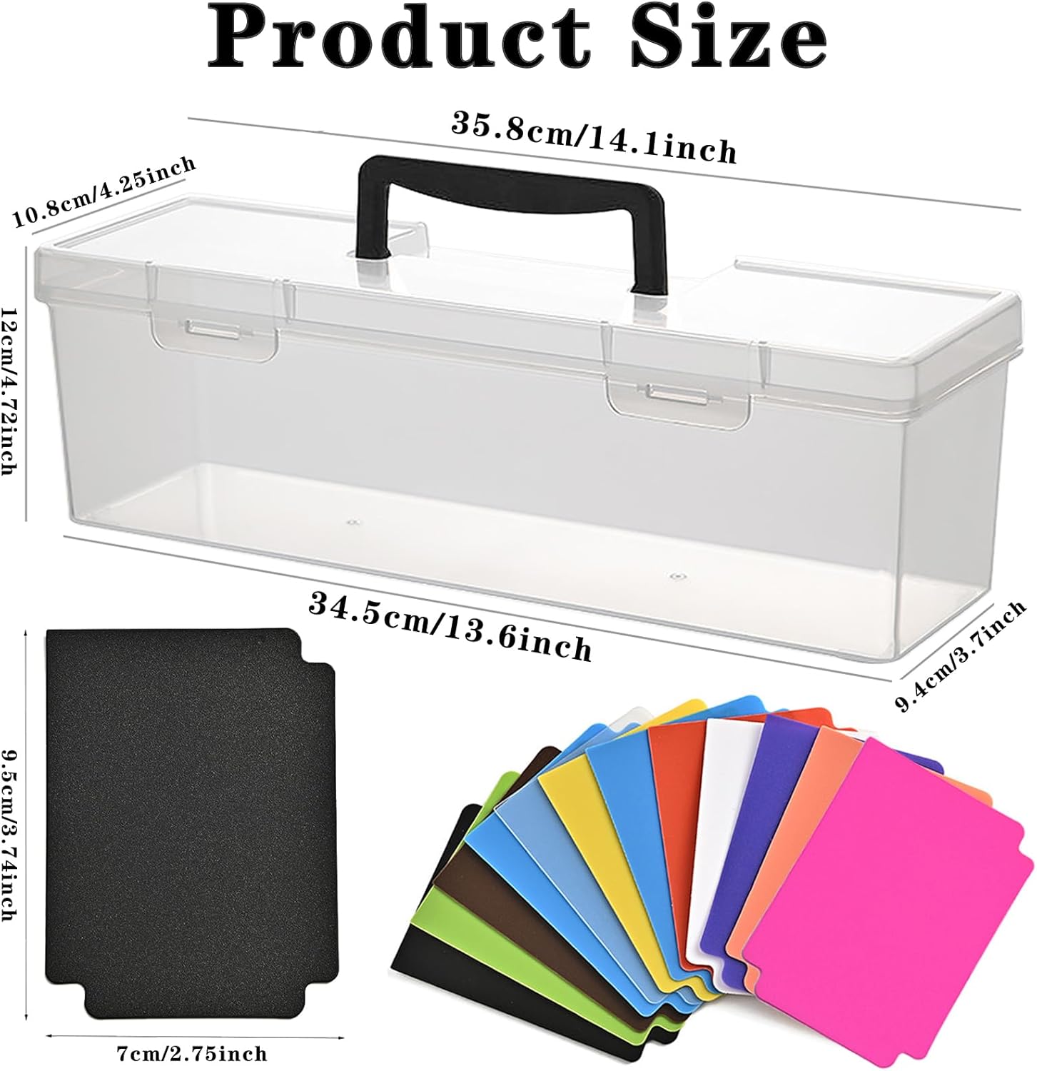 Plastic Trading Card Storage Box Toploader Sports Card Storage Case with Handle, Clear Playing Card Holder Holds Up to 200 Toploaders 750 Cards, Fit for Toploade and Standard box
