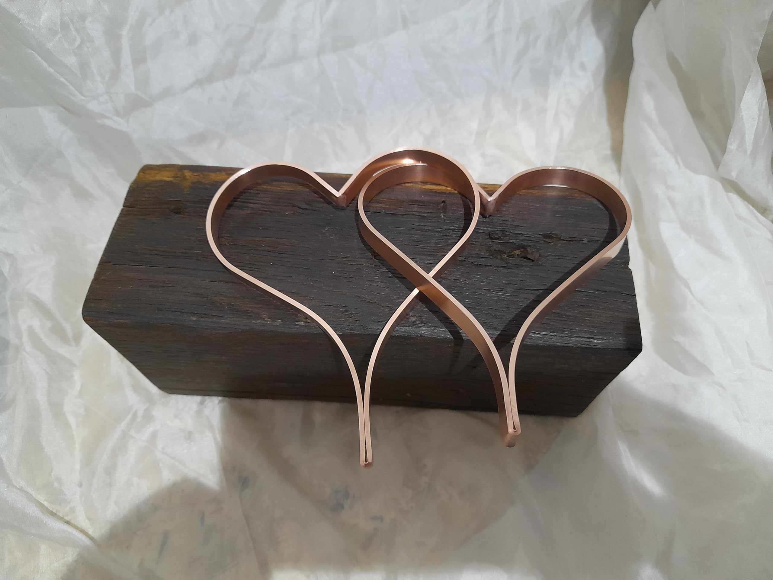 Generisch 2 Herzen aus Kupfer in alle Ewigkeit miteinander verbunden, Kupferherz, Wandkunst, Romantisches Geschenk