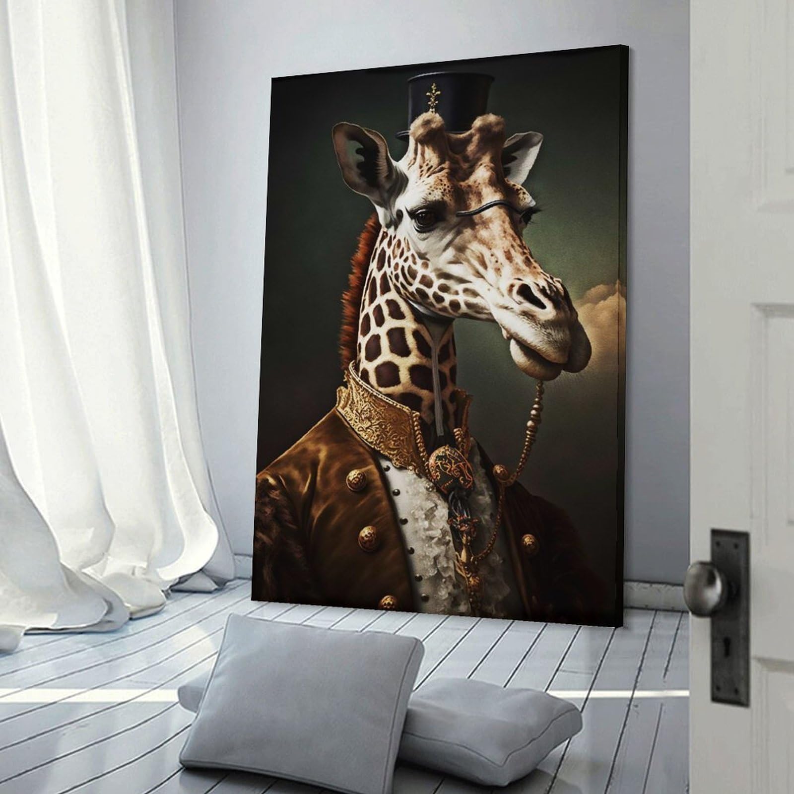 Junmoney Giraffe Aristocrat Canvas Wall Decor, 16x24inch(40x60cm), for Art Walls, Layered Displays Or Homes, Home Wall Art for Statement Displays