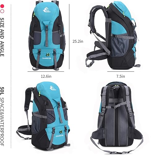 Miniatura 2 de Bseash Mochila de senderismo de 50 L, resistente al agua, ligera, para deportes al aire libre, bolsa de viaje para camping, escalada, turismo, Lake