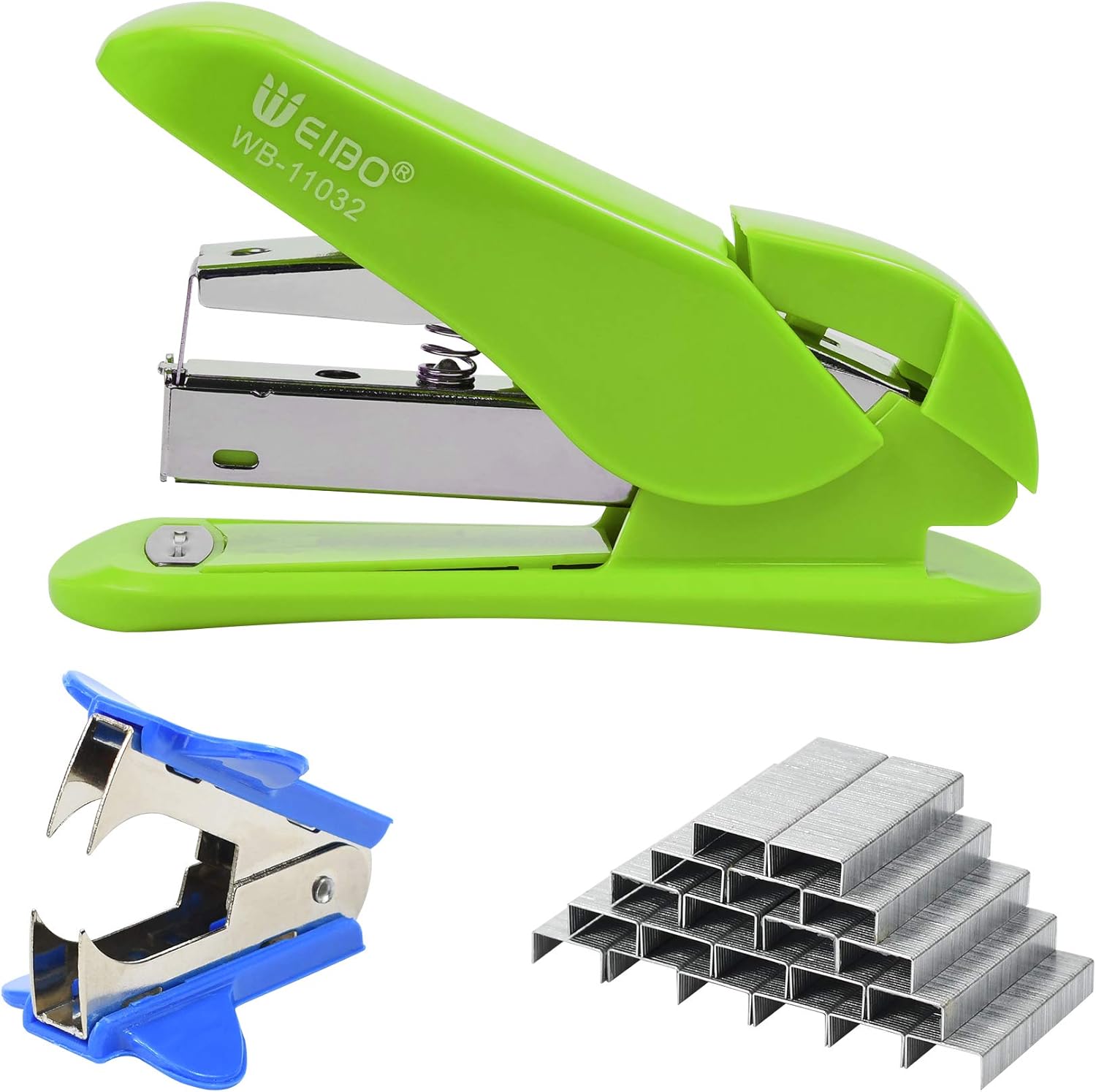Weibo Effortless Desktop Blue Stapler, One Touch Stapling
