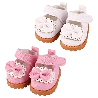 2 Pairs Mini Doll Shoes for 17cm Dolls, Kawaii Fashion Leather Shoes Cute Toy Outfit Accessories - Amazon product rated Grade A