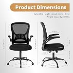 Youhauchair chaise de bureau Mesh, Chaises de bureau ergonomiques avec bras et support lombaire, réglable en hauteur, noir. 1