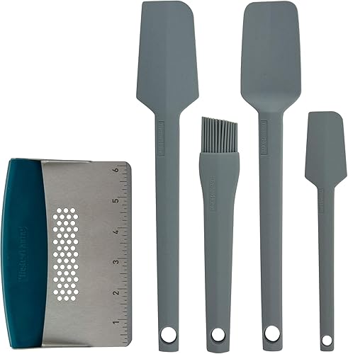 Taste of Home Juego de utensilios de silicona gris ceniza de 5 piezas, incluye espátula, cuchara, cepillo para repostería, mini espátula y raspador