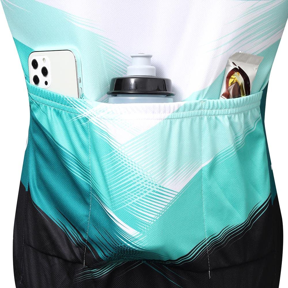 Radtrikot Set Herren Fahrradtrikot, Langarm Set mit 20D-Gel-gepolsterten Langarm Trägerhose Radhose, Atmungsaktiv Elastische Schnell Trocknend Fahrradbekleidung Set für Radfahren MTB