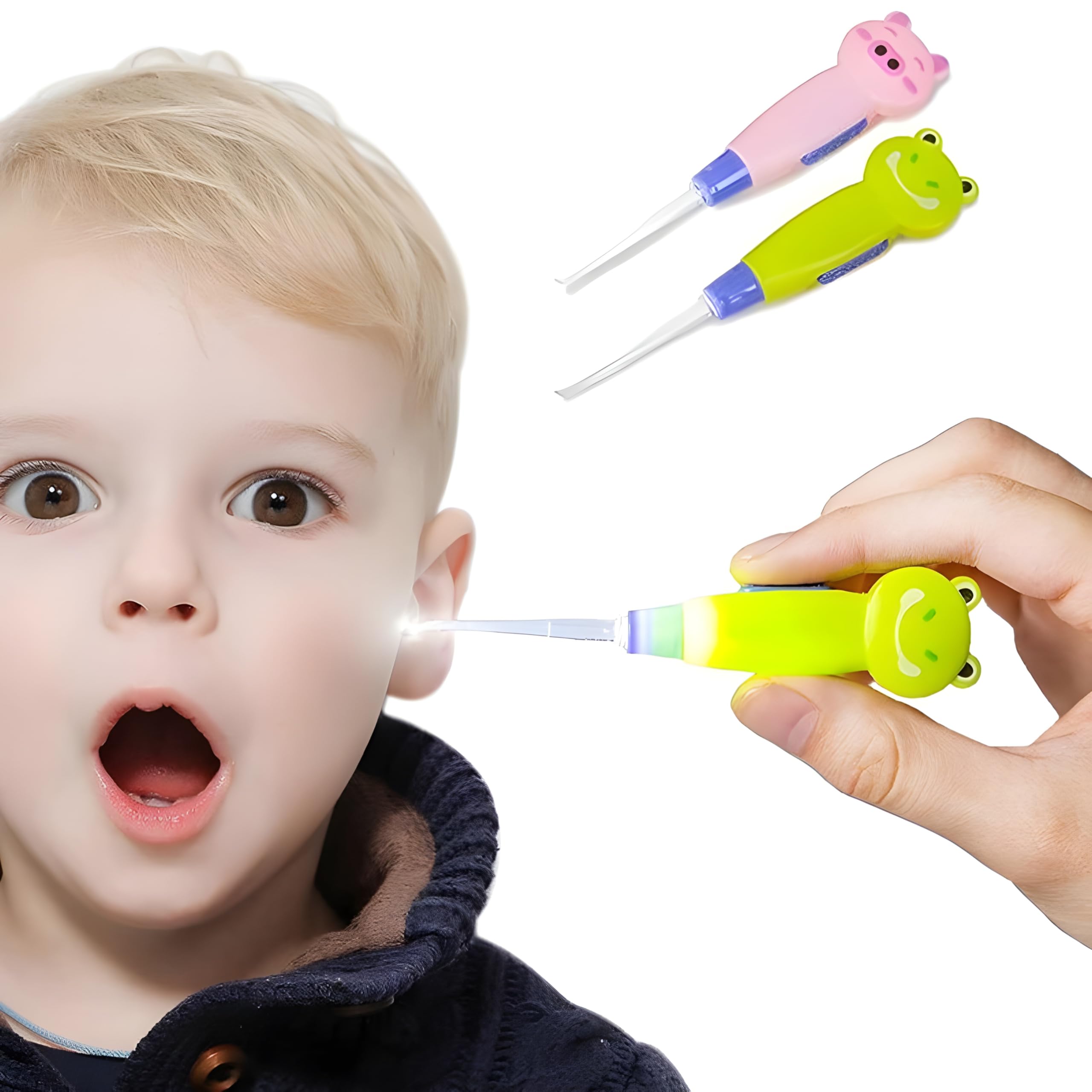Trendy Look Baby Ear Cleaner Tool – Soft Silicone Ear Wax Remover with LED Light & Tweezer Tip – Safe & Gentle Ear Cleaning for Infants, Toddlers & Kids Pack of 2 3