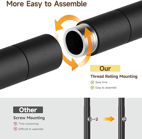 Miniatura 7 de ONBRILL L4 - Perchero industrial de tubería para montar en la pared, sistema organizador de armario con 6 barras de ropa colgantes (4 varillas