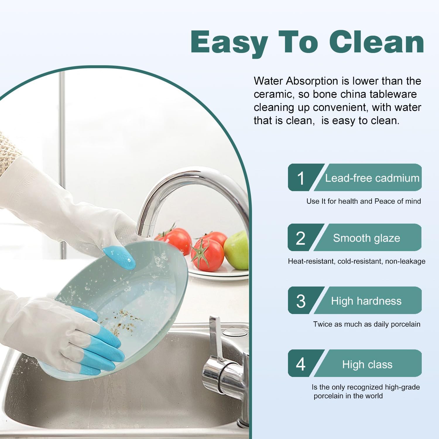 Yoshy 12-Piece White Bone China Dinnerware with Lightweight Durable Chip Resistant Design Service for 4 (16 Piece - Service for 4, Willowmist) - Image 7