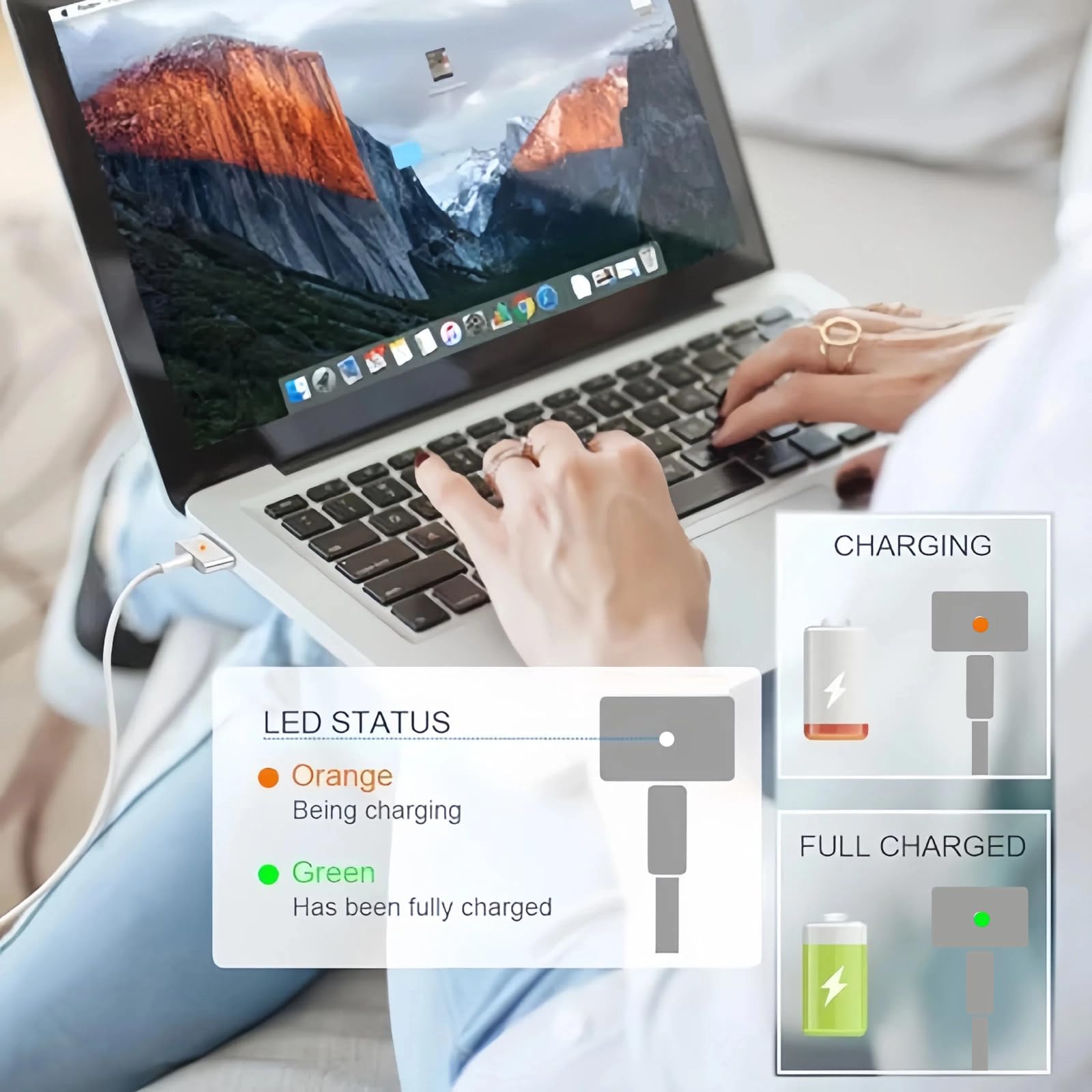 SCOVEE 60W T-Tip Caricatore MacBook Pro, Adattatore T-Tip 60W Rapido Compatibile con Mac Book Air & Mac Book Pro 11 '' e 13 '' pollici 2012~2018,Modello A1425, A1435, A1502, A1465