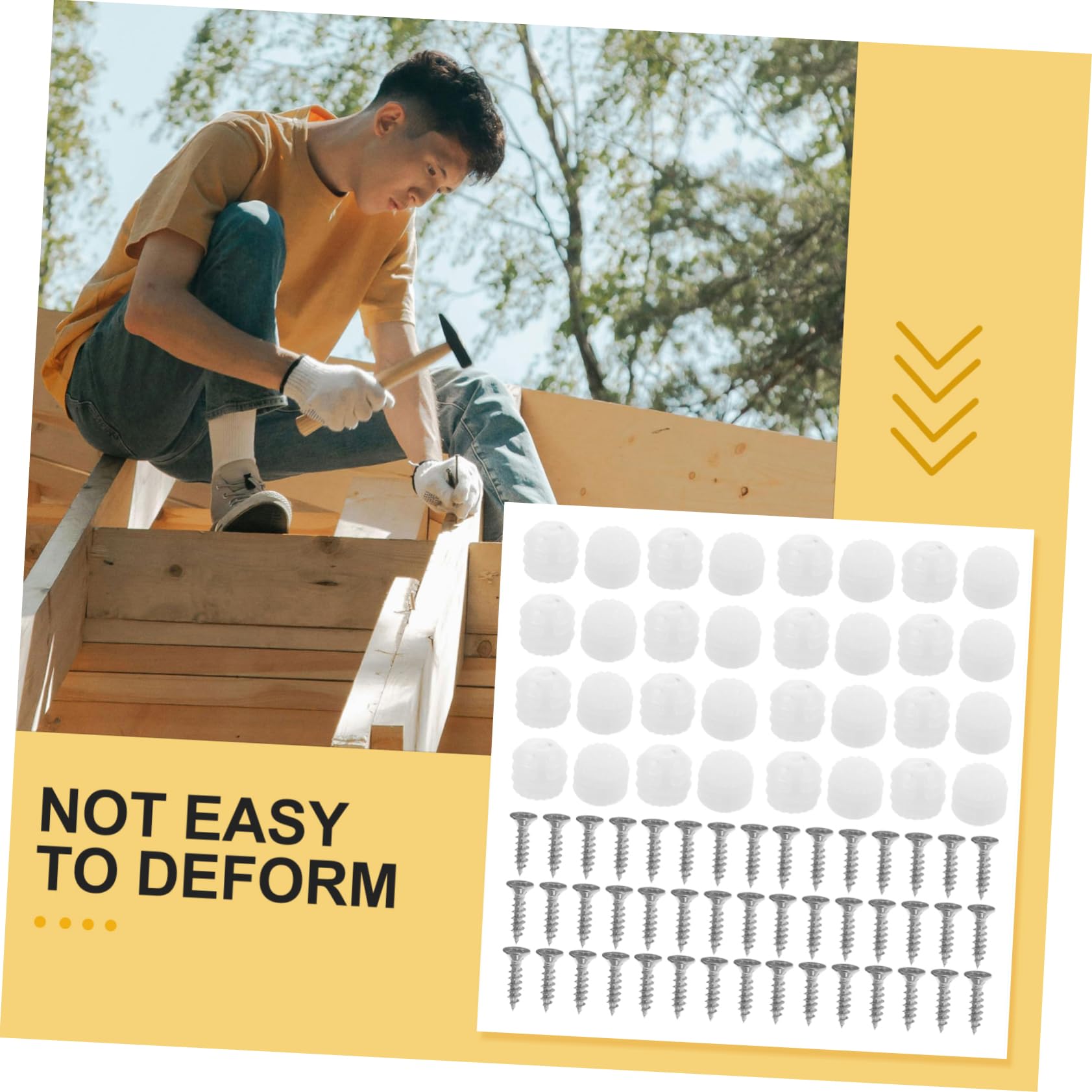 NULYLU 200-Pack Plastic Hinge Dowel Inserts With Self-Tapping Screws – Cabinet Door Repair Kit