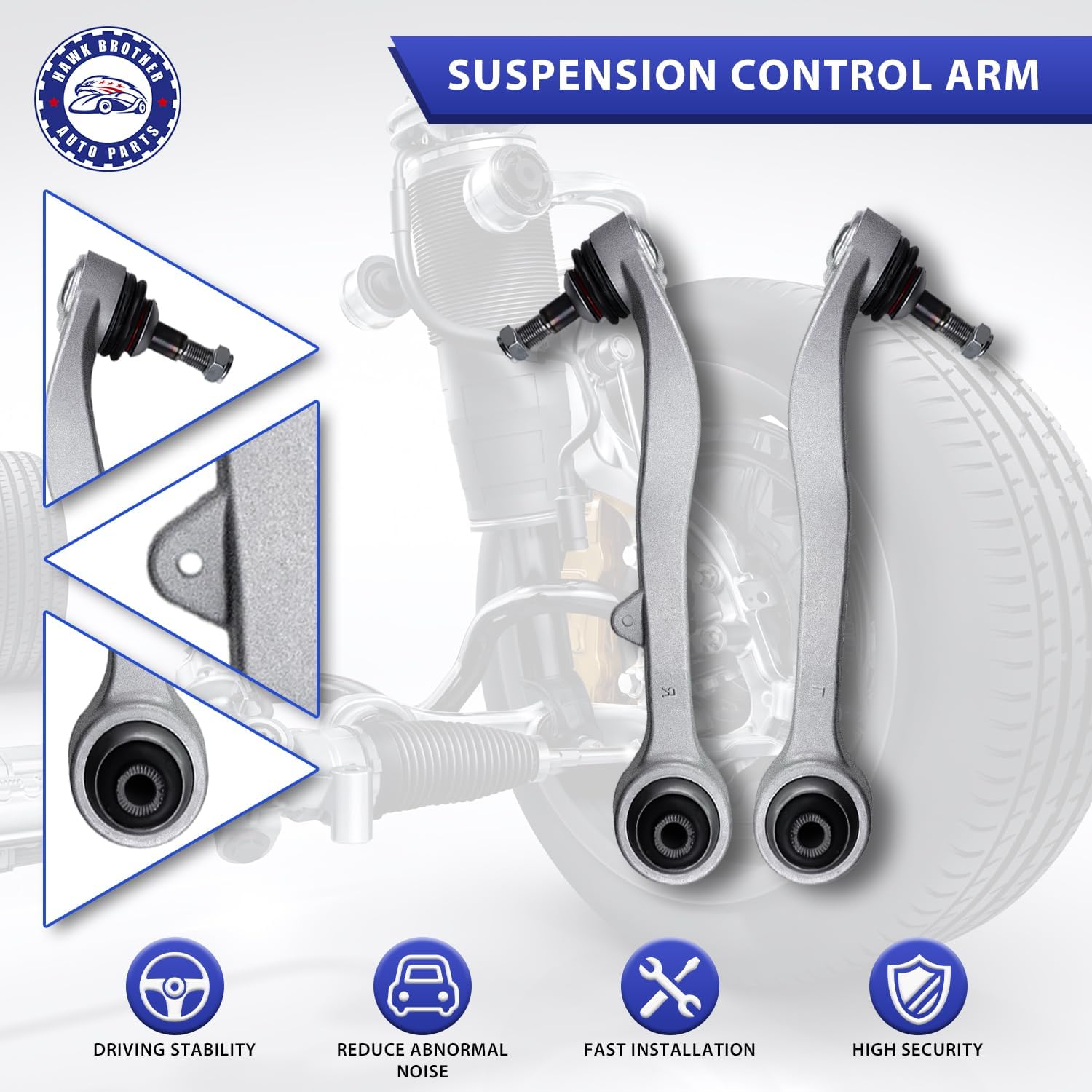 Control Arm, 4 Pcs Front Lower Suspension Kit Ball Joints Compatible with 2004-2010 BMW E60 525i 528i 530i 535i 545i 550i M5 (Non xDrive or xi)