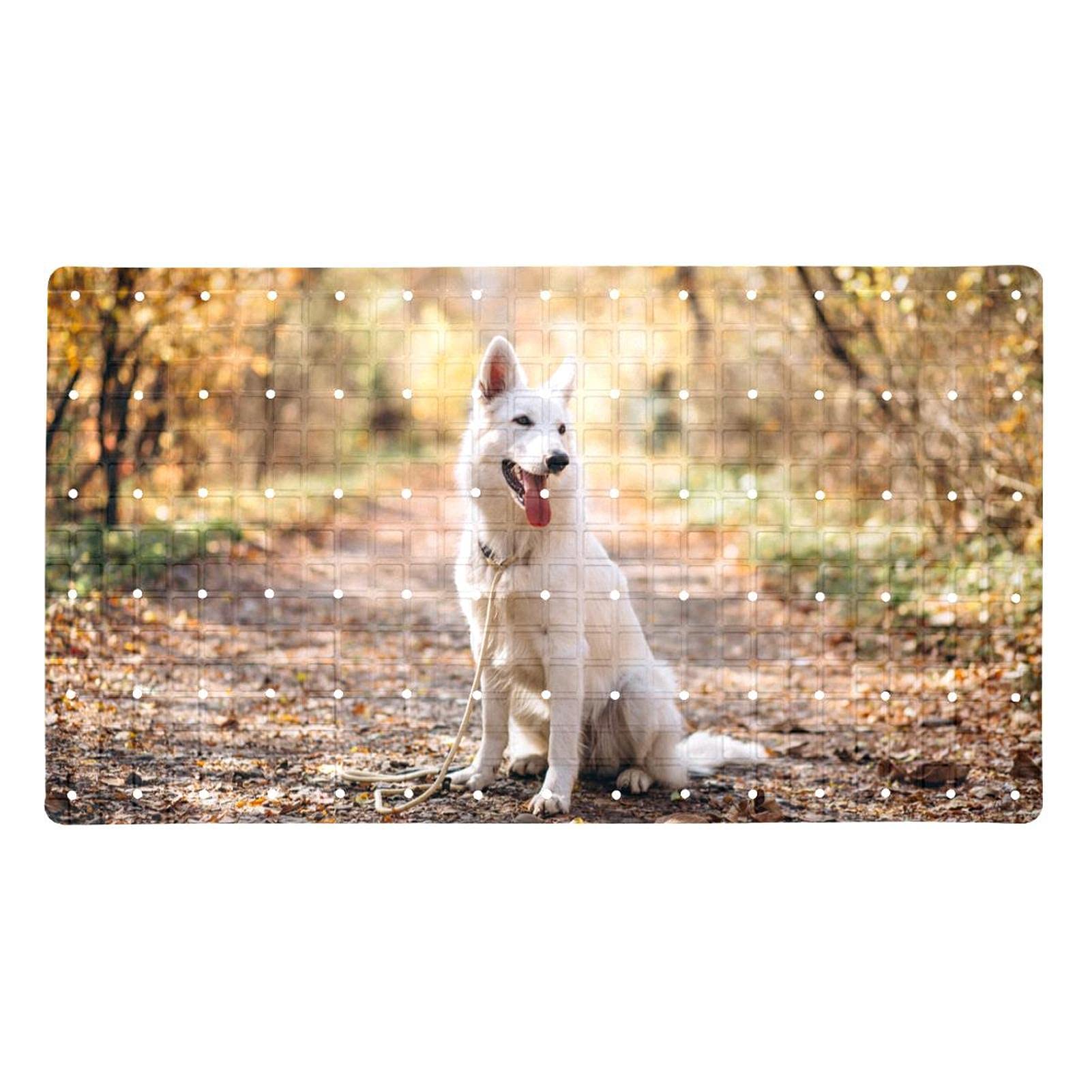 Tapis de baignoire adorable chien blanc avec ventouses de sécurité douche