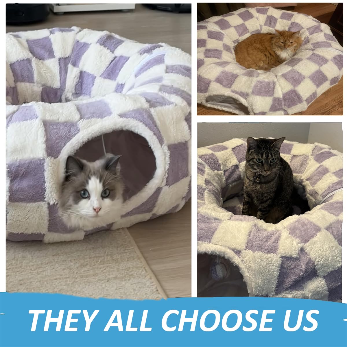 ERNAN Katzenspielzeug Katzentunnel.Faltbarer Katzen Tunnel, Bunny Tunnel,Spieltunnel & Krabbeltunnel für Kätzchen, Welpen, Kaninchen, kleine Hunde (Purple)