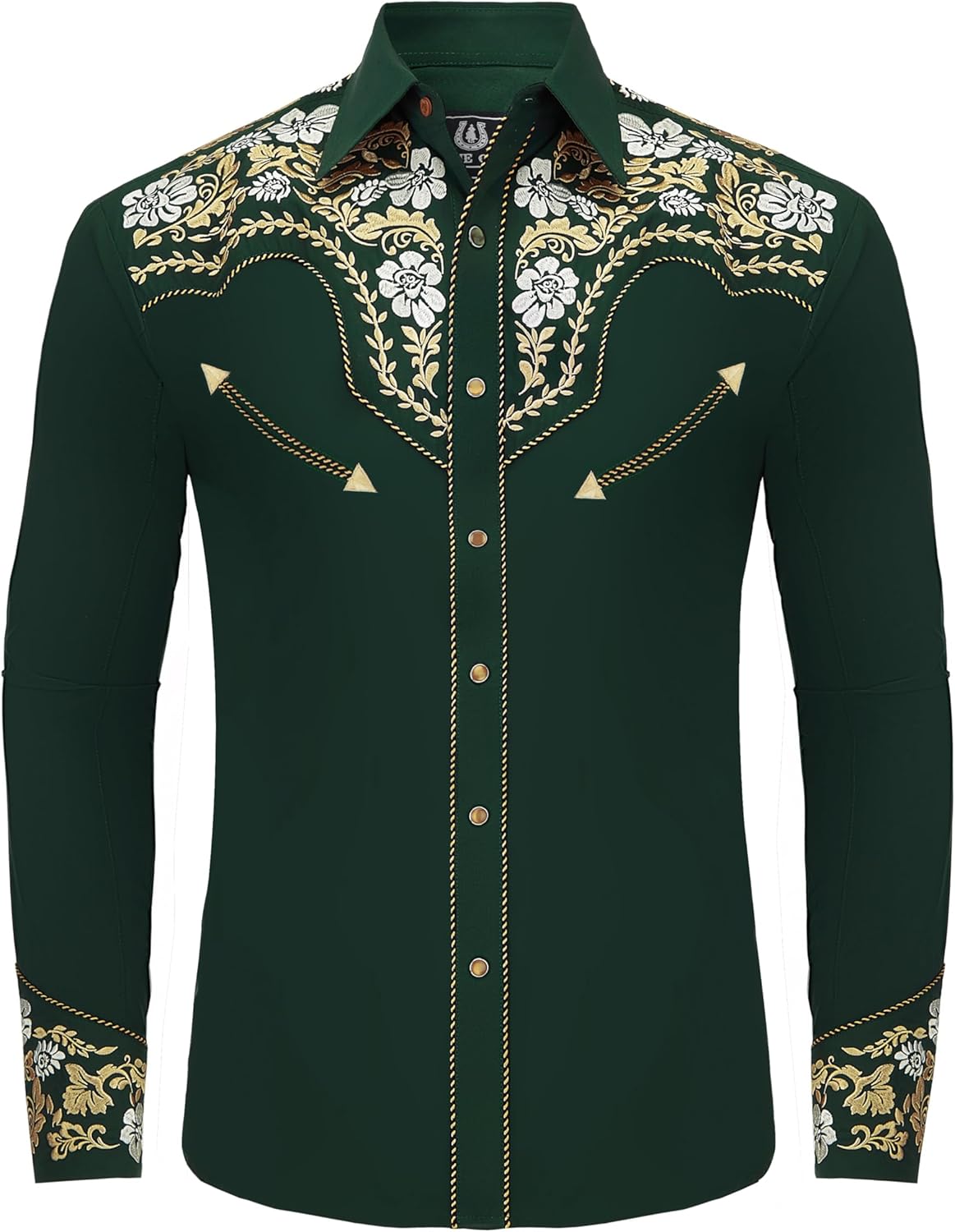 SALVAJE OESTE Embroidered Western Cowboy Shirts for Men Snap Button Long Sleeve Shirt with Western Cowboy Embroidery