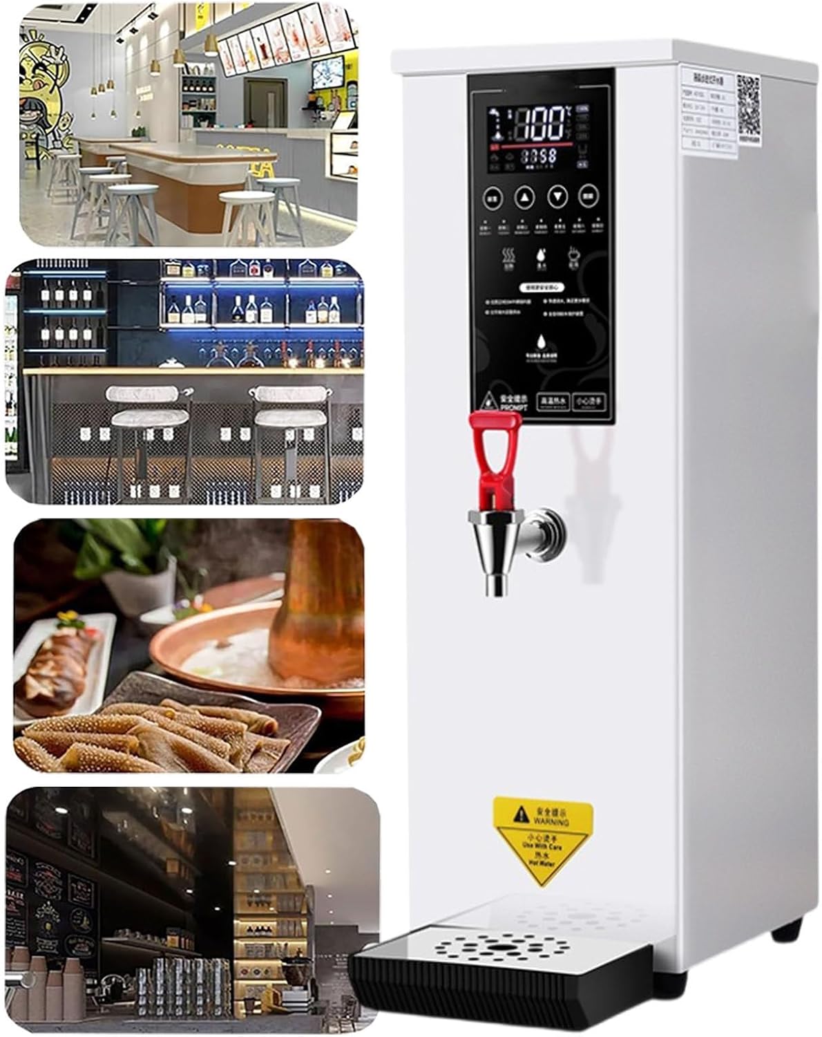 8l Electric Catering Urn, Instant Hot Water Boiler Dispenser with Drip Tray, Quick Boil Water + with Keep Warm/Thermostat Function, Temperature Adjustable (40-100°C),White