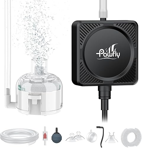 Miniatura 8 de Pawfly Mini bomba de aire para acuario, kit aireador de oxígeno ultra silencioso para peceras de 1 a 10 galones con tubo de aire, piedra de aire,