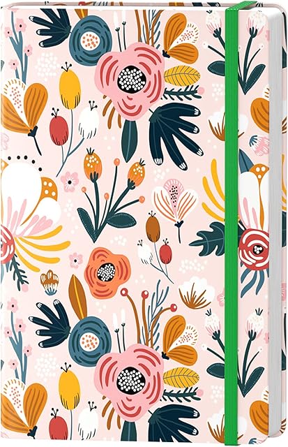 Huamxe Lined Journal Notebook, Hardcover Journal for Women, Medium 5.7 x 8.4 in, 160 Pages Thick Paper, Cute Aesthetic Floral A5 Ruled Notebook for Writing Journaling Work School Office, Pink Flowers