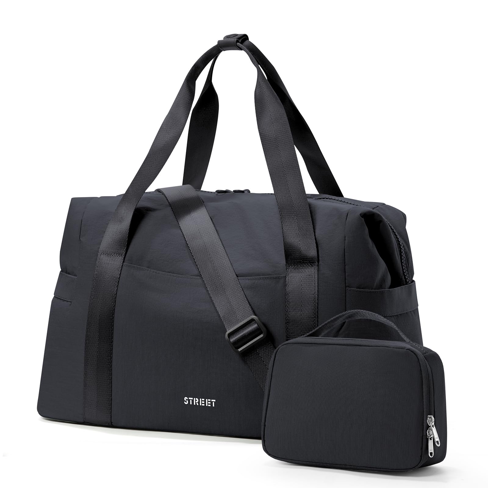 Gym Bag for Women,Sports Duffle Bag with Wet Pocket Gym Tote Bag Carry on Bags for Travel Weekender Overnight Bag Personal Item Travel Bag Workout Bag for Swimming Yoga Black