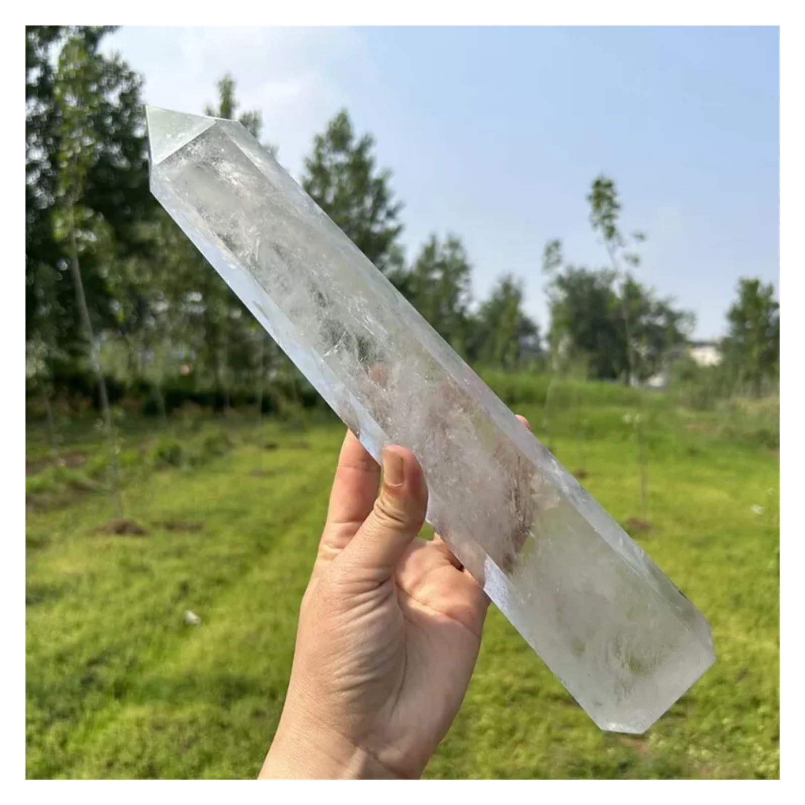 1 pieza de 500-600 g de columna de cristal de obelisco de cuarzo transparente