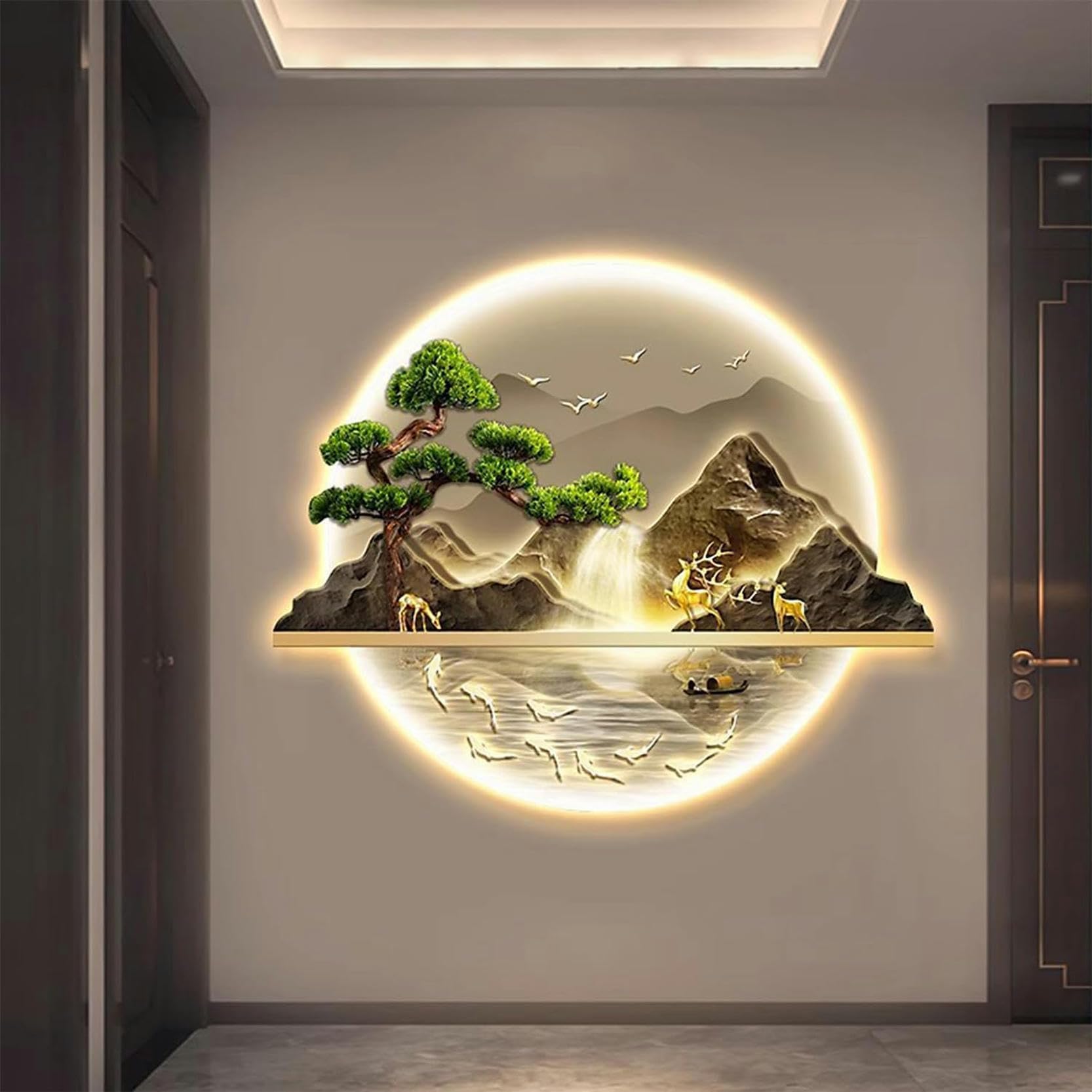 AMNOOL Wall Appliques With Interior LED Lights, 3D Wall Art Decoration With LED Light, LED Lights For Plug Boxes, Large Wall Sculptures For 60cm/24in