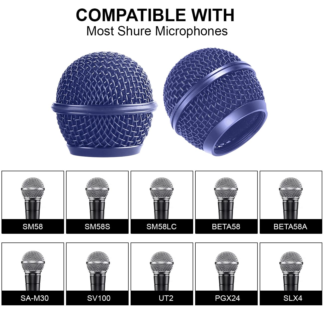 Microphone Head Replace Cover, Steel Mesh Mic Microphone Grille Mic Ball Head Pop Filter with Inner Foam, Fits for SM58 - Image 3