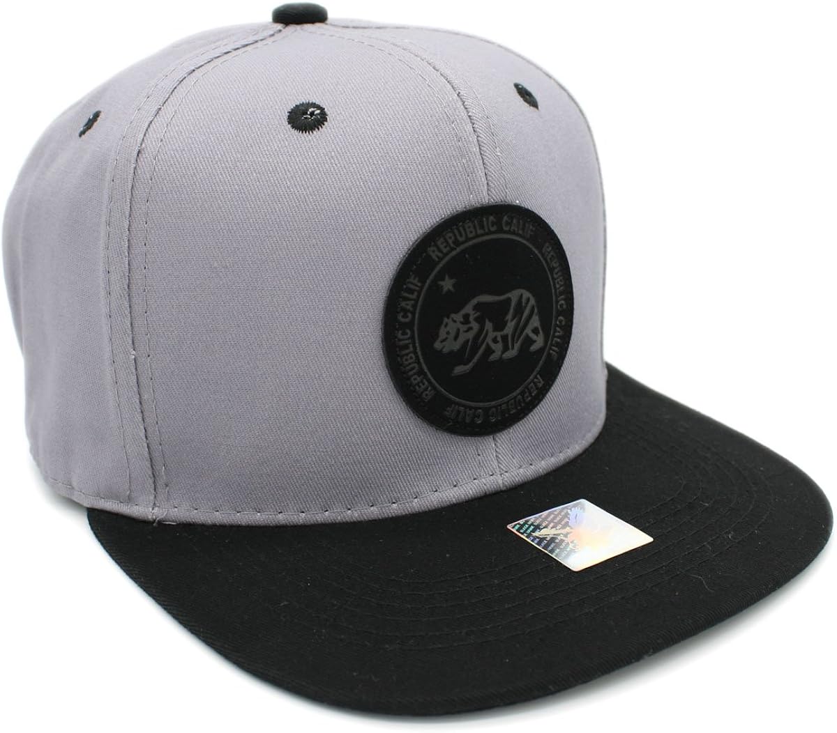 CALI Bear on Round Leather Patch Snapback Cap, California Republic hat