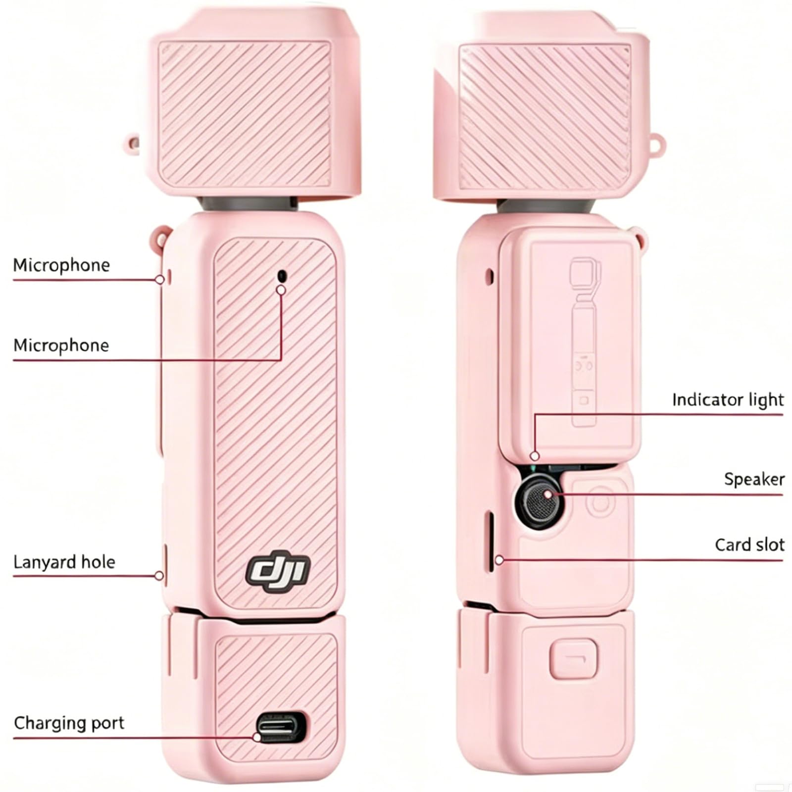 Étui en Silicone pour DJI Osmo Pocket 4, Étui de Protection avec Socle en Silicone et dragonne (Marron)