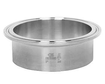 Sanitary Tri Clamp Ferrule, 2 inch Ferrule Hose Adapter, Home Brew Hose Ferrule, 304 Stainless Steel Tri Clamp Fitting, Long Flange Metal Ferrule Terminal Connector for Tube or Pipe with 2 OD