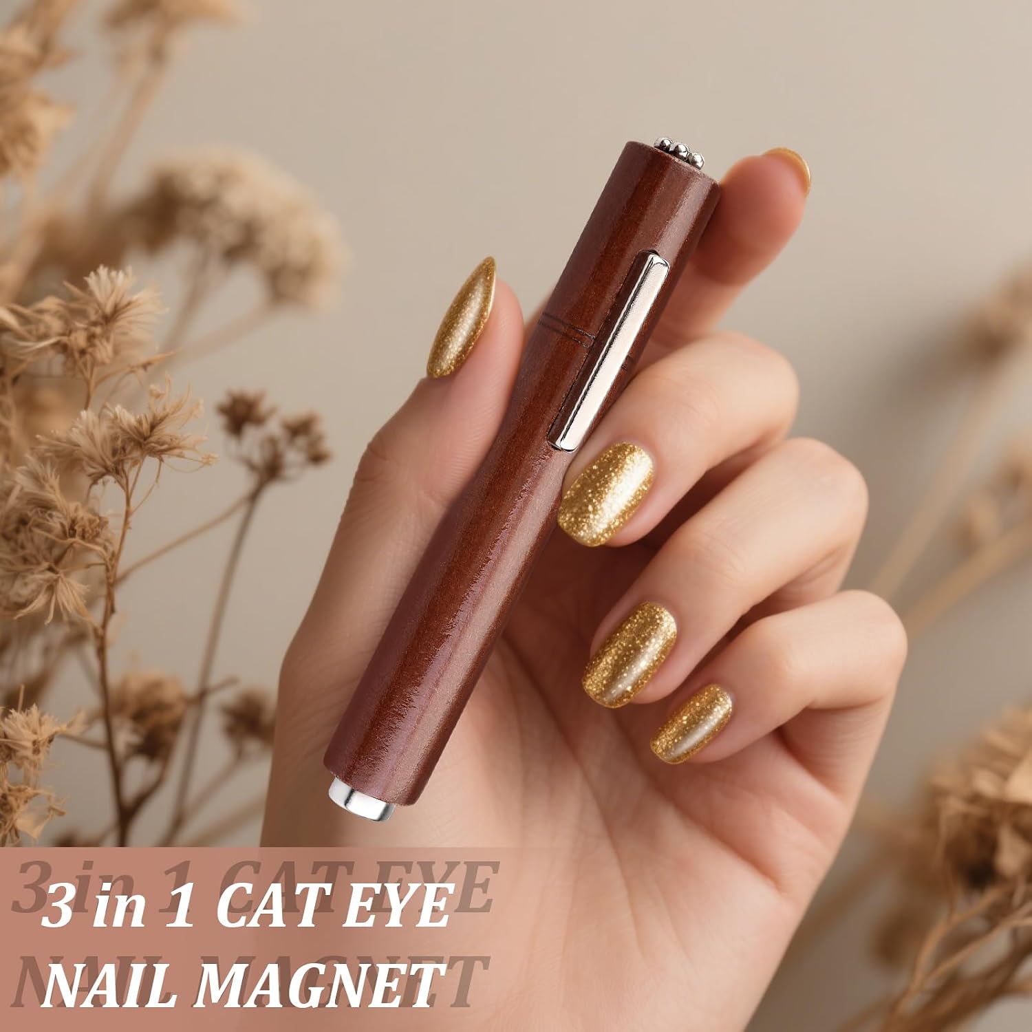 3 in 1 Cat Eye Nail Magnet Set, Multifunctional Wooden Handle Nail Magnet, Heart Magnet for Nails, Rabbit Shape Cat Eye Magnet for Nails, Long Strip Magnets Tool for Nail Art DIY at Home