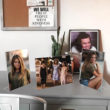 4x6 Acrylic Picture Frames, Set Of 6 Clear Acrylic Frameless Transparent Frame Gift for Desktop Display, Vertical Standing Picture or Display Sign Holder with Inserts for Home Office