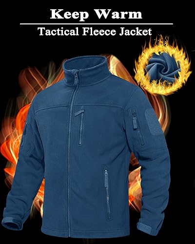 Miniatura 6 de BIYLACLESEN Chaqueta de forro polar para hombre, chaquetas tácticas militares softshell, abrigos de invierno cálidos con cremallera completa,