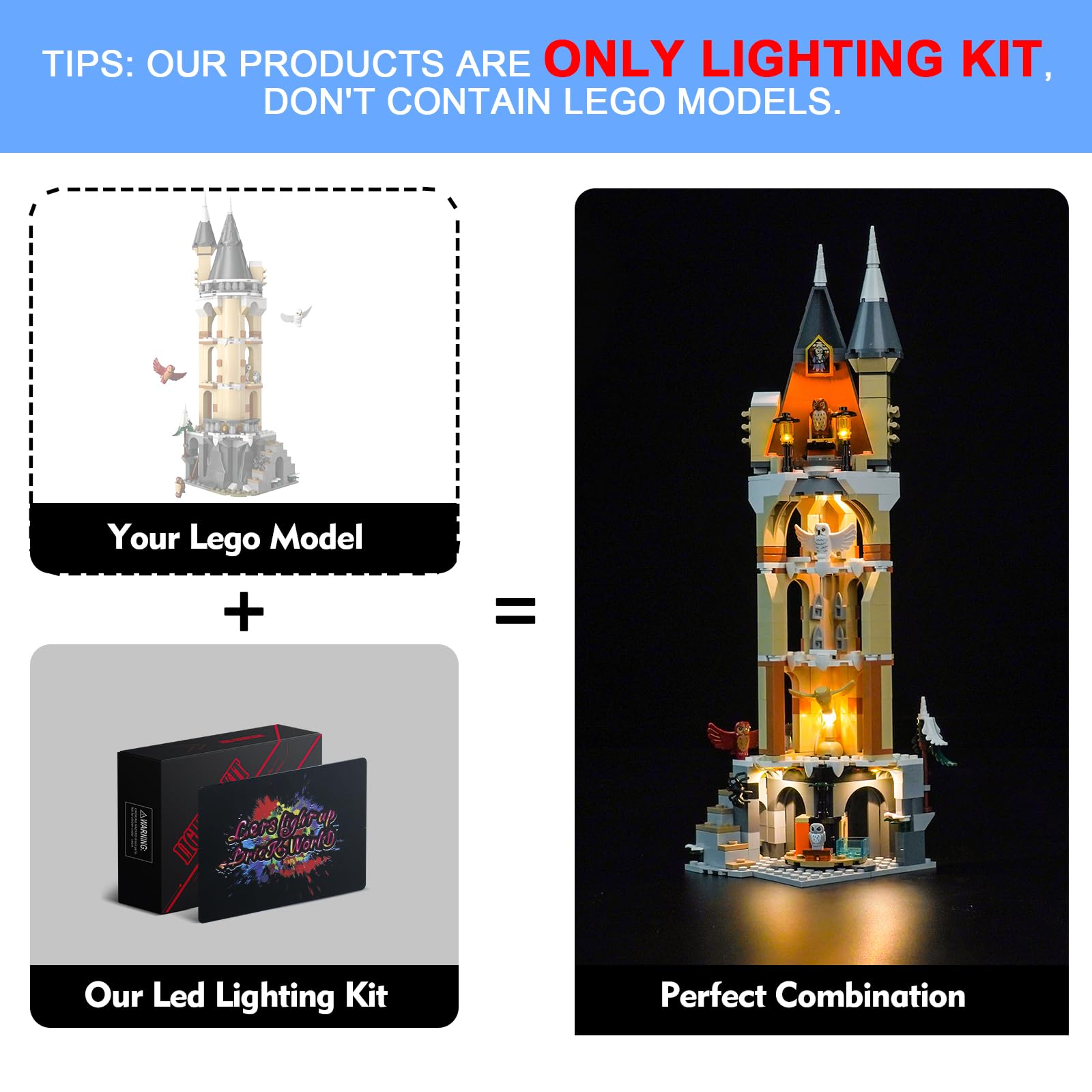 Light Kit for Lego Hogwarts Castle Owlery 76430, Lighting Set for Lego 76430 Hogwarts Castle Owlery, Not Include Models - Image 2