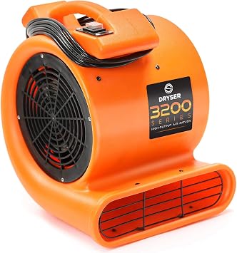 Dryser 6pk Air Mover Carpet Dryer 2 Speed 1/2 HP Industrial Floor Fan - Orange Carpet Drying Fan Floor Blower