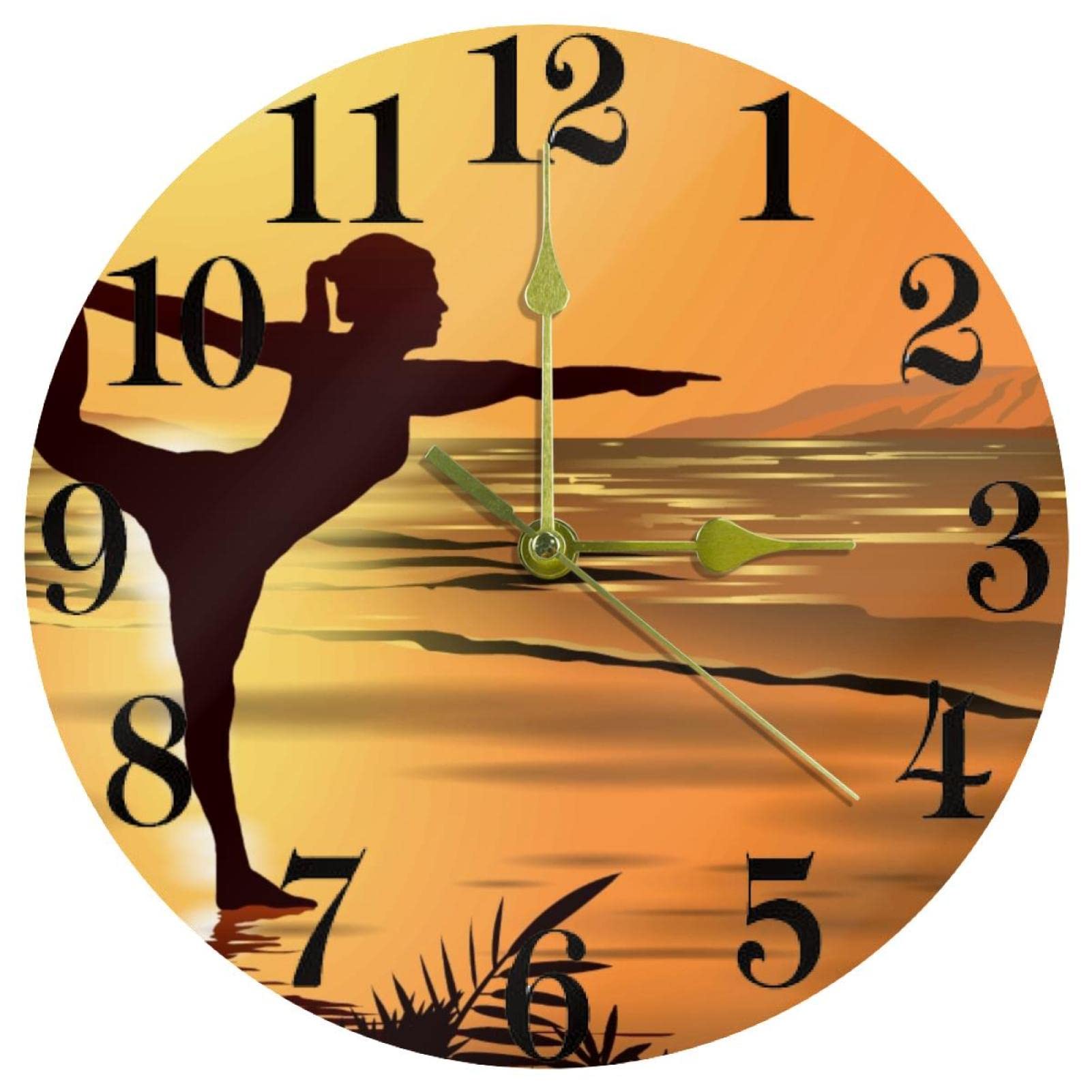 Horloge murale silencieuse Yoga De La Playa de 25,4 cm ronde à quartz