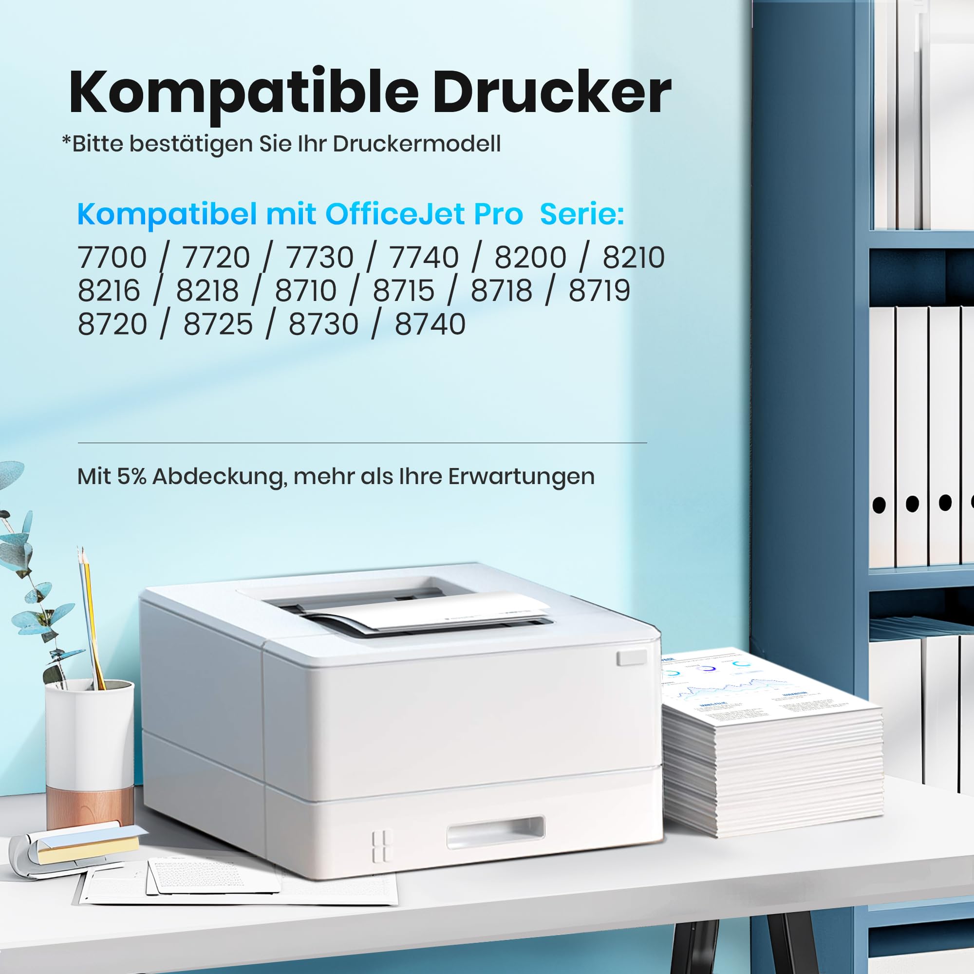 Glliter 953XL 953 XL Kompatibel für HP 953XL Multipack Kompatibel mit HP OfficeJet Pro 7720 Patronen für OfficeJet Pro 7740 7730 8710 8715 8720 8210 8725 8730 8740 (953XL Druckerpatronen,4er-Pack) - 2