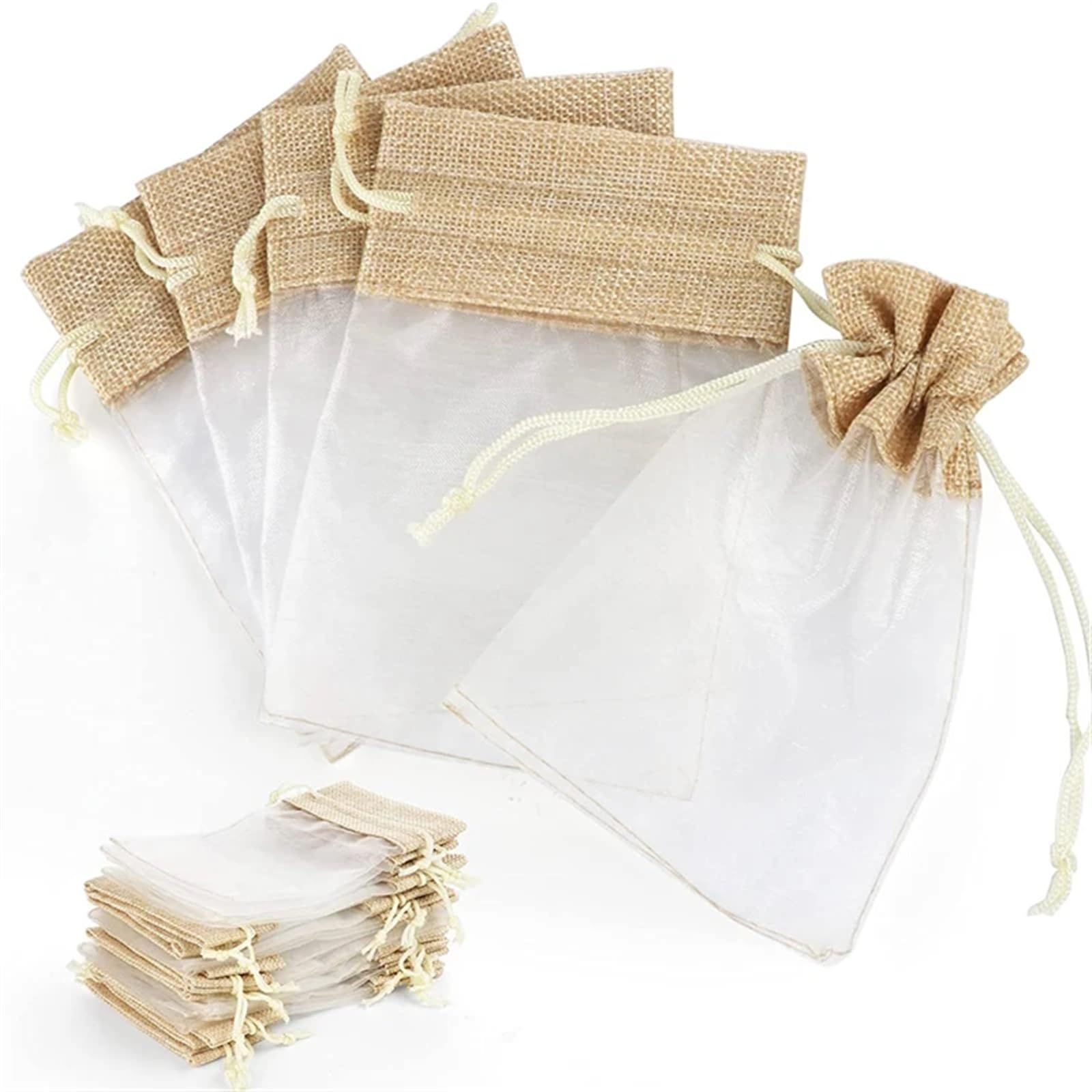 Geschenkbeutel 30 Stück kleine Geschenk-Süßigkeitstüten for Hochzeit, Festival, Party, Verpackung, Geschenktüten, Beutel mit Kordelzug, Hochzeitsgeschenke for Gäste, 10 x 15 cm