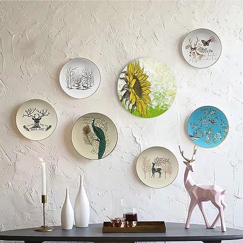 Miniatura 5 de Platos de cerámica, decoración de la naturaleza, placas de cerámica decorativas, floral con girasoles, 6 pulgadas, para comedor, fiestas, bodas,