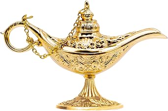 مصباح علاء الدين الذهبي زخارف صغيرة ، أسطورة حشو ماجيك جيني مصباح تمني الديكور الخفيف ، زي الدعائم الرئيسية الحرف الديكور عيد ميلاد عيد الميلاد هدية