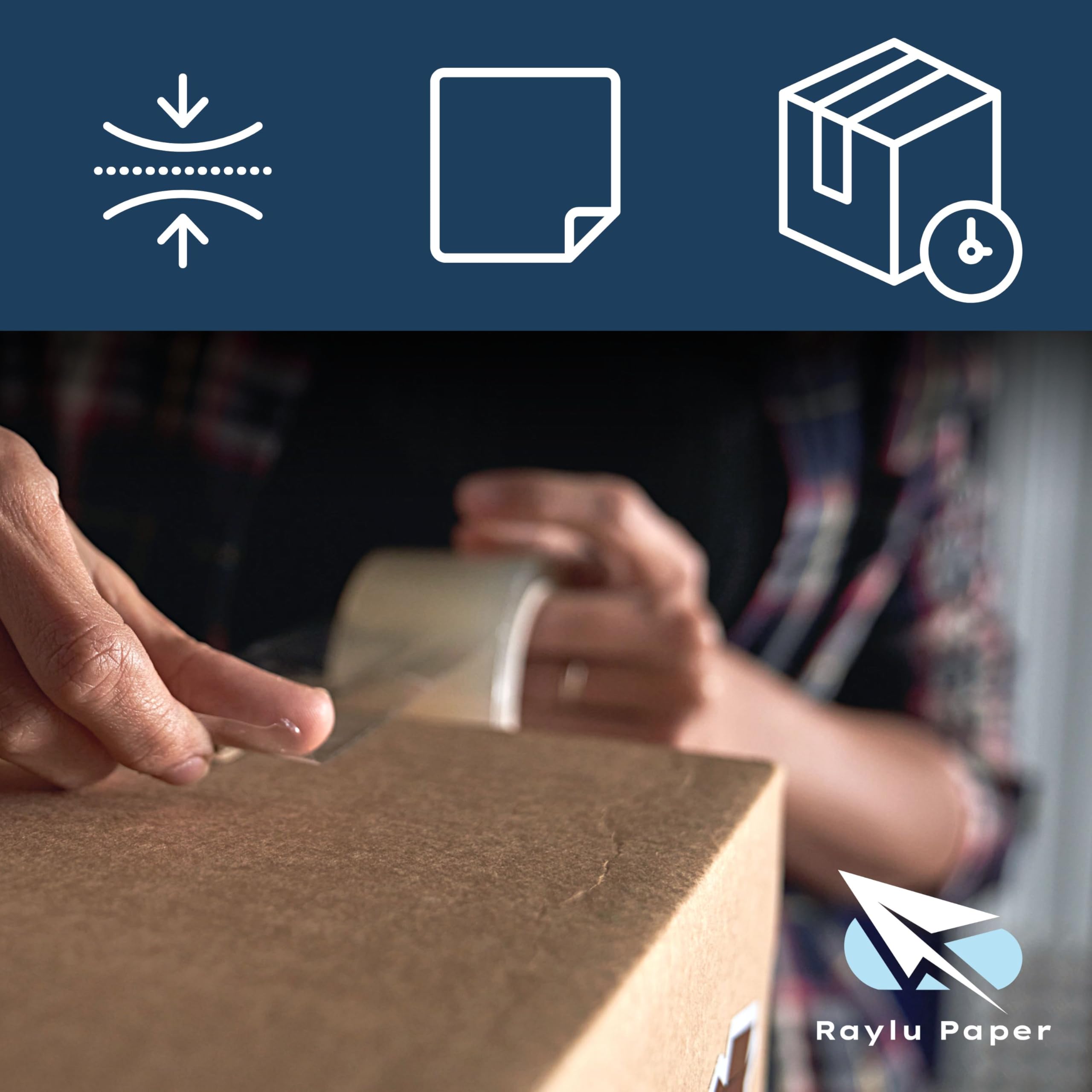 RAYLU PAPER® - Rollos de Precinto, Cinta Adhesiva para Embalaje de Cajas de Envío Resistente y Extra Fuerte, 66 metros x 50 mm de ancho (1 unidad, Blanco)